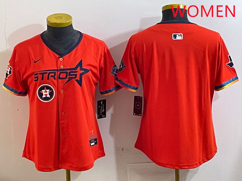 Women Houston Astros Blank Orange Fourth generation Joint Name 2025 Nike MLB Jersey style 3->women mlb jersey->Women Jersey
